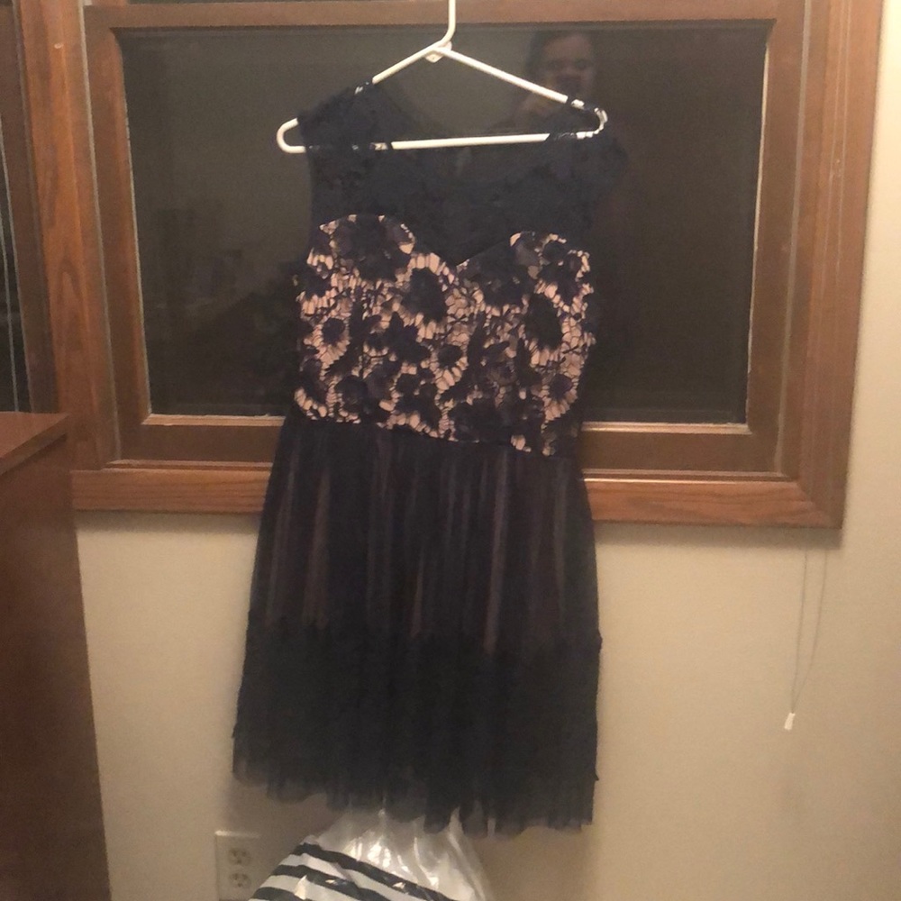 Peach/blue lace dress. Size L. Only worn once